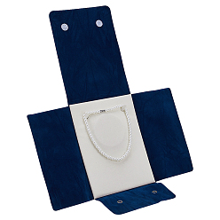 Прусский Синий Портативные дорожные бархатные жемчужные ожерелья с откидным клапаном, прямоугольные, берлинская лазурь, 20.2x15.2x1.2 см