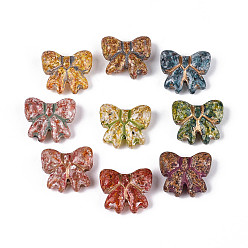 (52) Непрозрачная лаванда Спрей окрашенные прозрачные стеклянные бусины пряди, бантом, разноцветные, 15.5~16x17.5~18x7 мм, отверстие : 0.9 мм, около 20 шт / нитка, 13.19 дюйм (33.5 см)