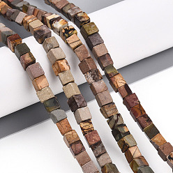 Пикассо Камень Натуральная полихромная яшма/камень Пикассо/нити бус из яшмы Пикассо, кубические, 4~4.5x4~4.5x4~4.5 мм, отверстие : 0.8~0.9 мм, около 85~88 шт / нитка, 14.76~15.35'' (37.5~39 см)