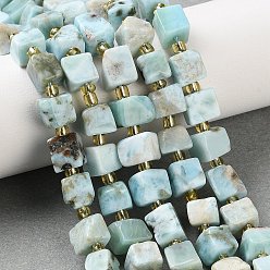 Ларимар Природные ларимар бисер нитей, кубические, с бисером, 6.5~7.5x6.5~7.5x6.5~7.5 мм, отверстие : 0.7 мм, около 47 шт / нитка, 15.43'' (39.2 см)