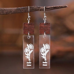 October Calendula Акриловые серьги с подвесками в богемном стиле с цветком рождения, нержавеющей стали, украшения для женщин, платина, октябрьская календула, 80x15 мм