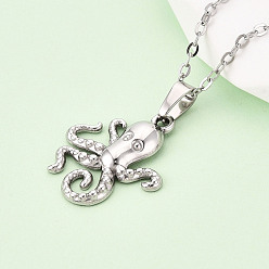 Нержавеющая Сталь Цвет 304 подвесные из нержавеющей стали ожерелья, кальмар, не тускнеет, цвет нержавеющей стали, 17.72~18.11 дюйм (45~46 см)