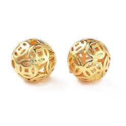 Настоящее золото 18K Стойки обшивки латунные бусины, без кадмия и без свинца, полый круглый с медной наличкой, реальный 18 k позолоченный, 8 мм, отверстие : 1.4 мм