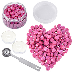 Средний Фиолетово-красный Наборы печатей и штампов, с частичками сургуча для ретро печатью, Ложка из нержавеющей стали, свеча, средне фиолетовый красный, 9x5 мм