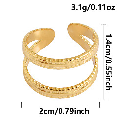 Настоящее золото 18K Двухслойные 304 кольца для открытой манжеты из нержавеющей стали, реальный 18 k позолоченный, 14 мм, внутренний диаметр: 20 мм