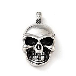 Antique Silver 304 Stainless Steel Pendants, Skull, Antique Silver, 45x23.5x11mm, Hole: 6.5x5mm