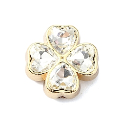 Прозрачный Наберешь металлизации шарики сплава, со стеклом, клевер, прозрачные, 16x16x7 мм, отверстие : 1.6 мм