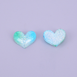 Голубой Кабошоны из смолы, с блеском порошок, Диетические аксессуары, сердце, голубой, 17x20x6 мм