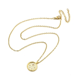 Скорпион 304 плоские круглые подвески из нержавеющей стали с кубическим цирконием в виде созвездия, кабель ожерелья цепи, золотые, Скорпион, 15.35 дюйм (39 см)