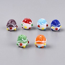 (52) Непрозрачная лаванда Ручной работы ухабистым Шарики Lampwork, кекс, разноцветные, 12~13x12~14 мм, отверстие : 1~1.8 мм