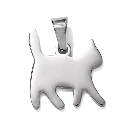 Cat Shape 304 подвески из нержавеющей стали, прелести животных, полированный, цвет нержавеющей стали, форма кошки, 19.5x17.5x1.5 мм, отверстие : 5.5x4 мм