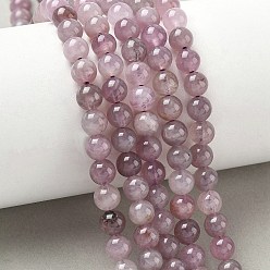 Розовый Кварц Природного розового кварца нитей бисера, круглые, 6~7 мм, отверстие : 0.7 мм, около 63 шт / нитка, 14.96'' (38 см)