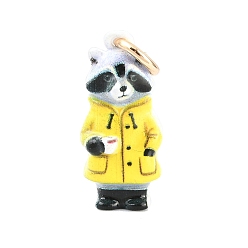 Raccoon 304 нержавеющей стальной эмали подвески, прелести животных, золотые, амулеты из енота, 19.5x9x6.5 мм, отверстие : 3.7 мм