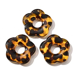 Цветок Прозрачные акриловые подвески, рисунок для леопарда, цветок, 25.5x26x4.5 мм, отверстие : 1.6 мм