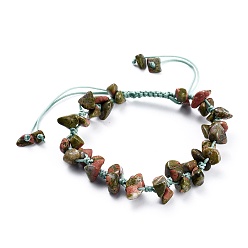 Унакит Регулируемые натуральные браслеты из бисера unakite, с нейлоновой нитью, 1-7/8 дюйм (4.8 см)