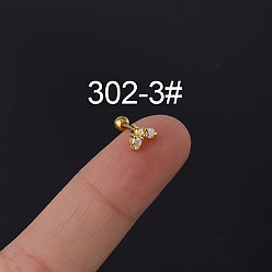 Прозрачный АВ Сердце 316l хирургическая нержавеющая сталь микропаве кубический цирконий хрящ серьги, золотые, ясно AB, 6 мм, штифты : 0.8 мм