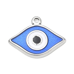 Color de Acero Inoxidable 304 colgantes de esmalte de acero inoxidable, amuletos mal de ojo, color acero inoxidable, 17x22.5x2 mm, agujero: 1.4 mm