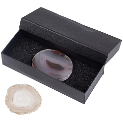 Natural Agate 2Pcs Natural Agate Display Decorations, Figurine Home Decoration, Reiki Energy Stone for Healing, Nugget, with 1Pc Storage Boxes, 42.5x80x5.5mm