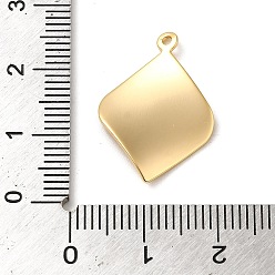 Real 18K Gold Plated Brass Pendants, Rhombus, Real 18K Gold Plated, 23.5x16x2mm, Hole: 1.2mm