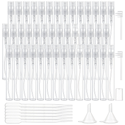Прозрачный 80 шт пустой портативный пластиковый флакон для духов с распылителем с 2 шт пластиковый насос с 2 шт мини прозрачная пластиковая воронка бункер с 6 шт одноразовая пластиковая пипетка, прозрачные, 0.6~14.5x3.7~14.5 см