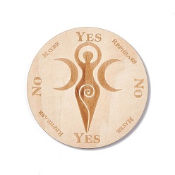 Goddess Деревянные резные коврики для чашек, термостойкие коврики для горшков, маятниковая доска на тему таро, для домашней кухни, плоский круглый узор с тройным рисунком богини луны, 100x3 мм