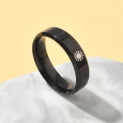 Черный 201 из нержавеющей стали кольца палец для мужчин, солнце, чёрные, 6 мм, внутренний диаметр: 20 мм