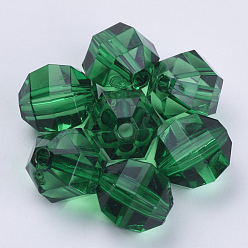 Dark Green Transparent Acrylic Beads, Faceted, Round, Dark Green, 6x5.5mm, Hole: 1.3mm, about 4500pcs/500g