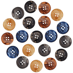 Mixed Color Gorgecraft 40Pcs 5 Colors 4-Hole Resin Buttons, Flat Round, Mixed Color, 23x4.5mm, Hole: 2.2mm