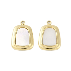 Настоящее золото 18K Природные подвески оболочки, ионное покрытие (IP) 304 трапециевидные подвески из нержавеющей стали, ручная полировка, реальный 18 k позолоченный, 19x13x2 мм, отверстие : 1.4 мм