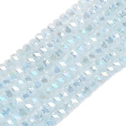 Светло-Синий Стеклянные бусины, имитация нефрита , рондель, с покрытием AB цвета, граненые, голубой, 6x4~4.5 мм, отверстие : 1.2 мм, около 89~92 шт / нитка, 14.53~14.76'' (36.9~37.5 см)