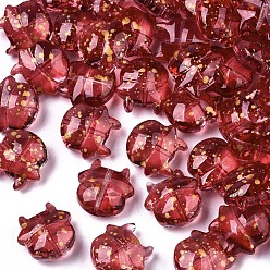 (123L) Белый крем непрозрачный блеск Прозрачные брызги, окрашенные распылением, золотой фольгой, корова, огнеупорный кирпич, 11.5x12x6 мм, отверстие : 1 мм