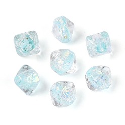 Светло-голубой Ручной стеклянные фольга бисер пряди, двухконусные, светло-голубой, 12~14.5x14.5~16x14.5~16 мм, отверстие : 1~1.4 мм, около 30 шт / нитка, 15.16~15.55 дюйм (38.5~39.5 см)