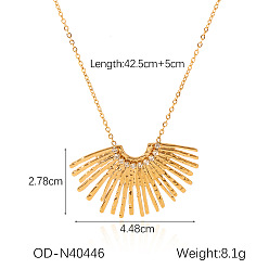 Fan 304 кулон ожерелья из нержавеющей стали горный хрусталь, золотые, вентилятор, 16.73 дюйм (42.5 см)