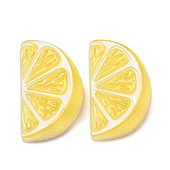 Lemon Fruit Theme Opaque Resin Imitation Food Cabochons, Yellow, Lemon, 26.5x16x9mm