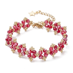 (123L) Белый крем непрозрачный блеск Браслеты из стеклянных бусин для женщин, огнеупорный кирпич, 6-1/2 дюйм (16.6 см)