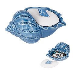 Shell Shape Фарфоровая банка для хранения в морском стиле с крышкой, контейнеры для хранения чая кофе ювелирных изделий, раковина, 170x116x96 мм, внутренний диаметр: 97x54 мм