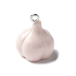Food Подвески из смоляного железа, искусственные растительные темы, чеснок, 20x17x16.5 мм, отверстие : 2 мм