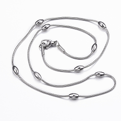 Stainless Steel Color Non-Tarnish 304 Stainless Steel Chain Necklaces, with Lobster Claw Clasps, Stainless Steel Color, 18.11 inch(46cm), 1x4mm