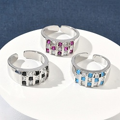 (52) Непрозрачная лаванда Открытые кольца манжеты из латуни с микропаве и кубическим цирконием, без кадмия и без свинца, долговечный, стойки покрытие, платина, разноцветные, 8 мм, размер США 6 (16.5 мм)