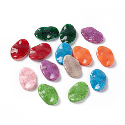 Mixed Color Crackle Opaque Acrylic Beads, Imitation Turquoise, Nugget, Mixed Color, 29x19x5.5mm, Hole: 1.8mm, about 242pcs/500g