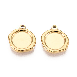 Настоящее золото 18K 304 Настройки кабошон из нержавеющей стали кулон, ионное покрытие (ip), самородки, реальный 18 k позолоченный, лоток : 11 мм, 18x16.5x3 мм, отверстие : 1.2 мм