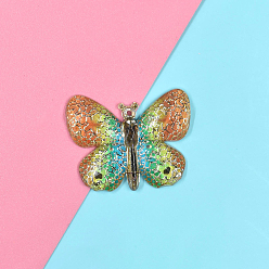 Colorful Opaque Resin Pendant, Butterfly, Colorful, 25x32mm