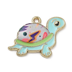 Lilac Light Gold Plated Alloy Enamel Pendants, Tortoise Charm, Lilac, 19x26x2mm, Hole: 1.6mm