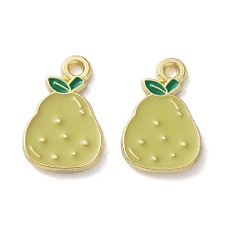 Темный Хаки Эмалевые подвески из фруктового сплава, груша, золотой свет, Темный хаки, 16x10x1 мм, отверстие : 1.5 мм
