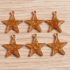 (932FM) Темно-синий аква-матовый с подкладкой Подвески из блестящего сплава с эмалью, золотой свет, звезда очарование, темно-золотистые, 18x16 мм, 10 шт / комплект