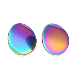 Rainbow Color 304 Выводы серьги из нержавеющей стали шпилька, с петлей, изогнутые, плоско-круглые, Радуга цветов, 20 мм, отверстие : 3 мм, штифты : 0.8 мм