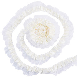 White 12.5 Yards Polyester Lace Ribbon, for Clothes Accessories, White, 1-3/4 inch(43mm)