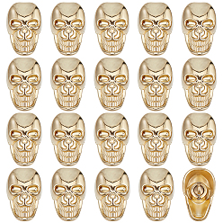 Golden 20Pcs Alloy Shank Buttons, Skull, 1-Hole, Golden, 24~25.5x16x14mm, Hole: 2~3mm