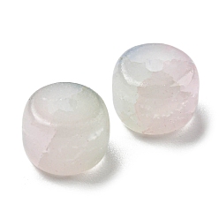 Pink Transparent Crackle Glass Beads Strand, Column, Pink, 8x6mm, Hole: 1.6mm, about 20pcs/bag