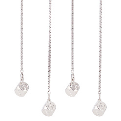 Платина Сплав подвесные игральные кости с точками подвесные украшения, для зеркал заднего вида автомобиля подвески орнамент, платина, 510x3 мм